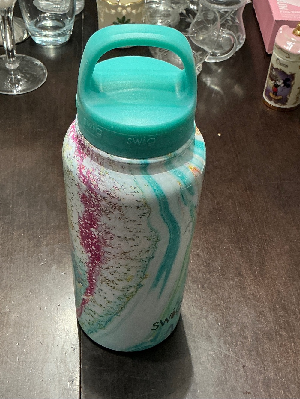 Swig Turquoise and Pink Marble Insulated Bottle